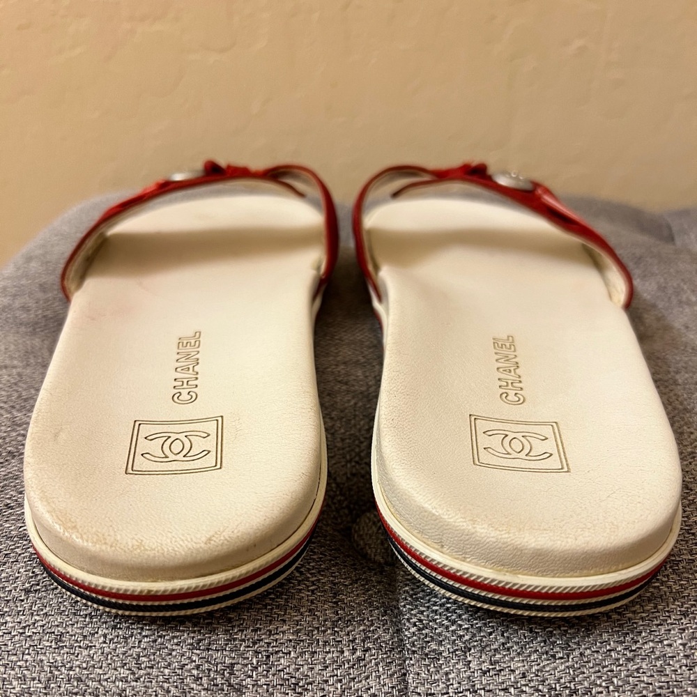 Chanel Red Slide Sandals - Picture 2 of 8